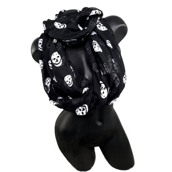 Black skull scarf  with white all over skull design. 1 Left ~ 50% Off - Picture 3 of 6
